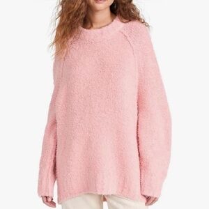 Free People Teddy Cozy Soft Pink Wool Blend Tunic Sweater Size Medium